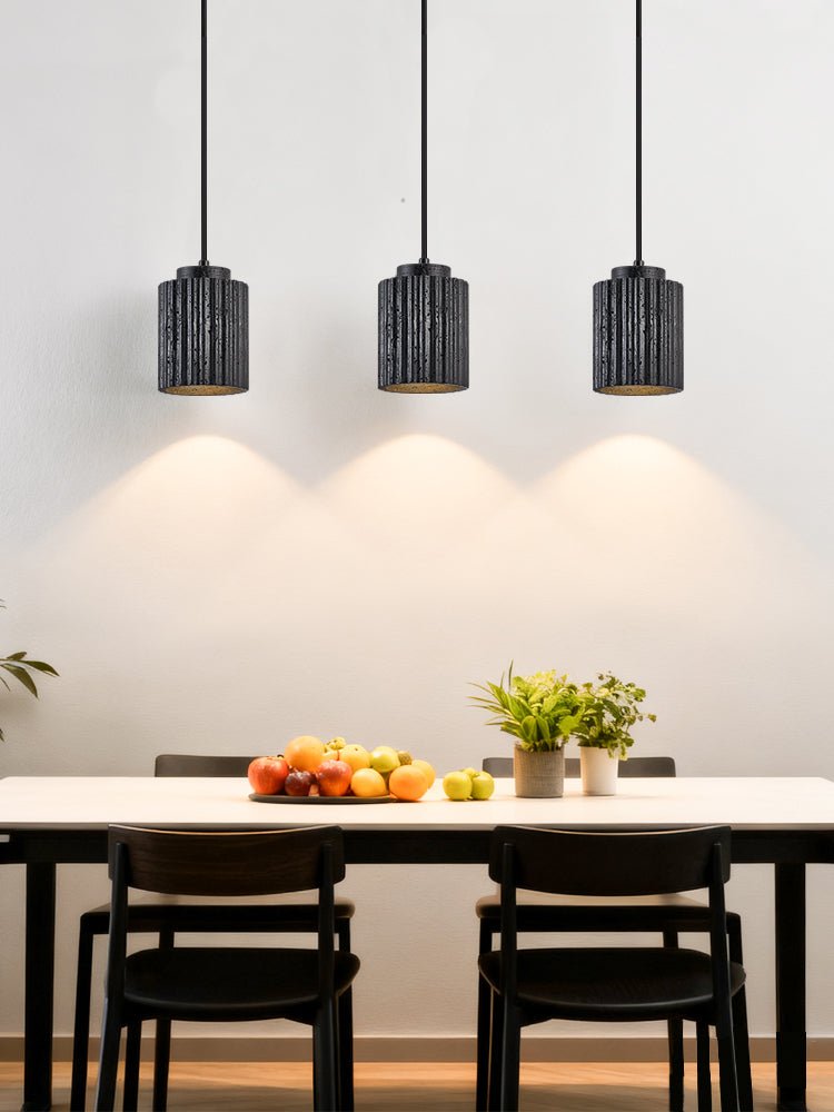Nero Ridge Pendant Light – Black Travertine Modern Hanging Lamp