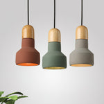 Nessa Wood Pendant Light – Sculptural Cement & Wood Island Pendant for Modern Interiors