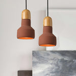 Nessa Wood Pendant Light – Sculptural Cement & Wood Island Pendant for Modern Interiors