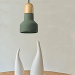 Nessa Wood Pendant Light – Sculptural Cement & Wood Island Pendant for Modern Interiors