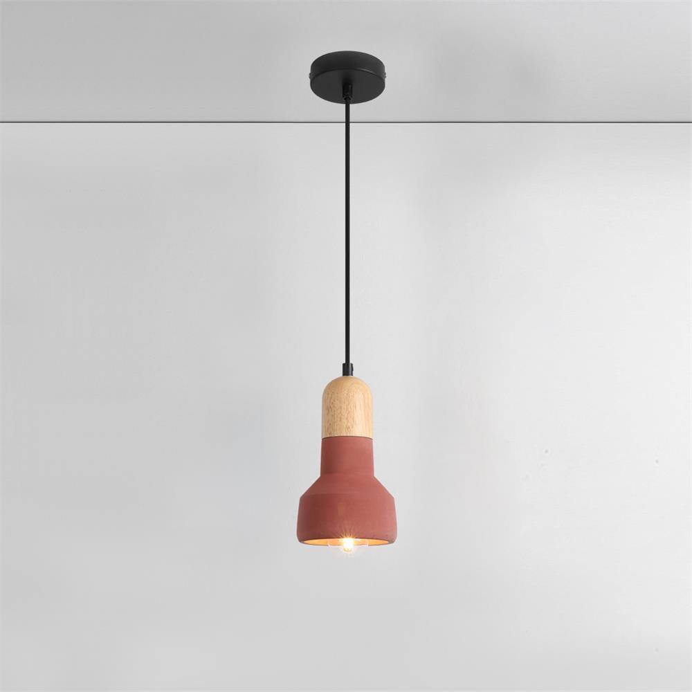 Nessa Wood Pendant Light – Sculptural Cement & Wood Island Pendant for Modern Interiors