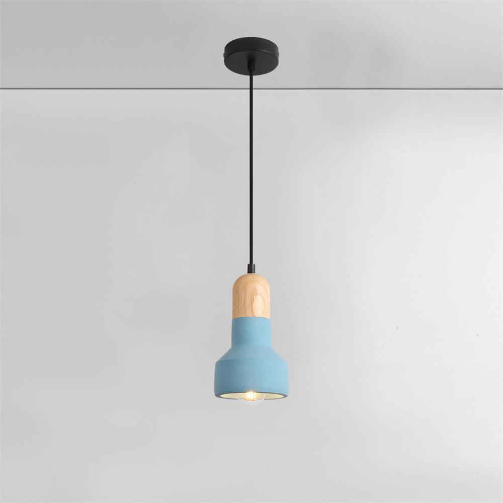 Nessa Wood Pendant Light – Sculptural Cement & Wood Island Pendant for Modern Interiors