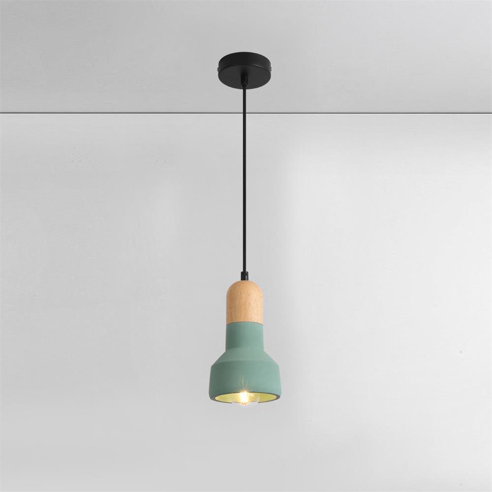 Nessa Wood Pendant Light – Sculptural Cement & Wood Island Pendant for Modern Interiors