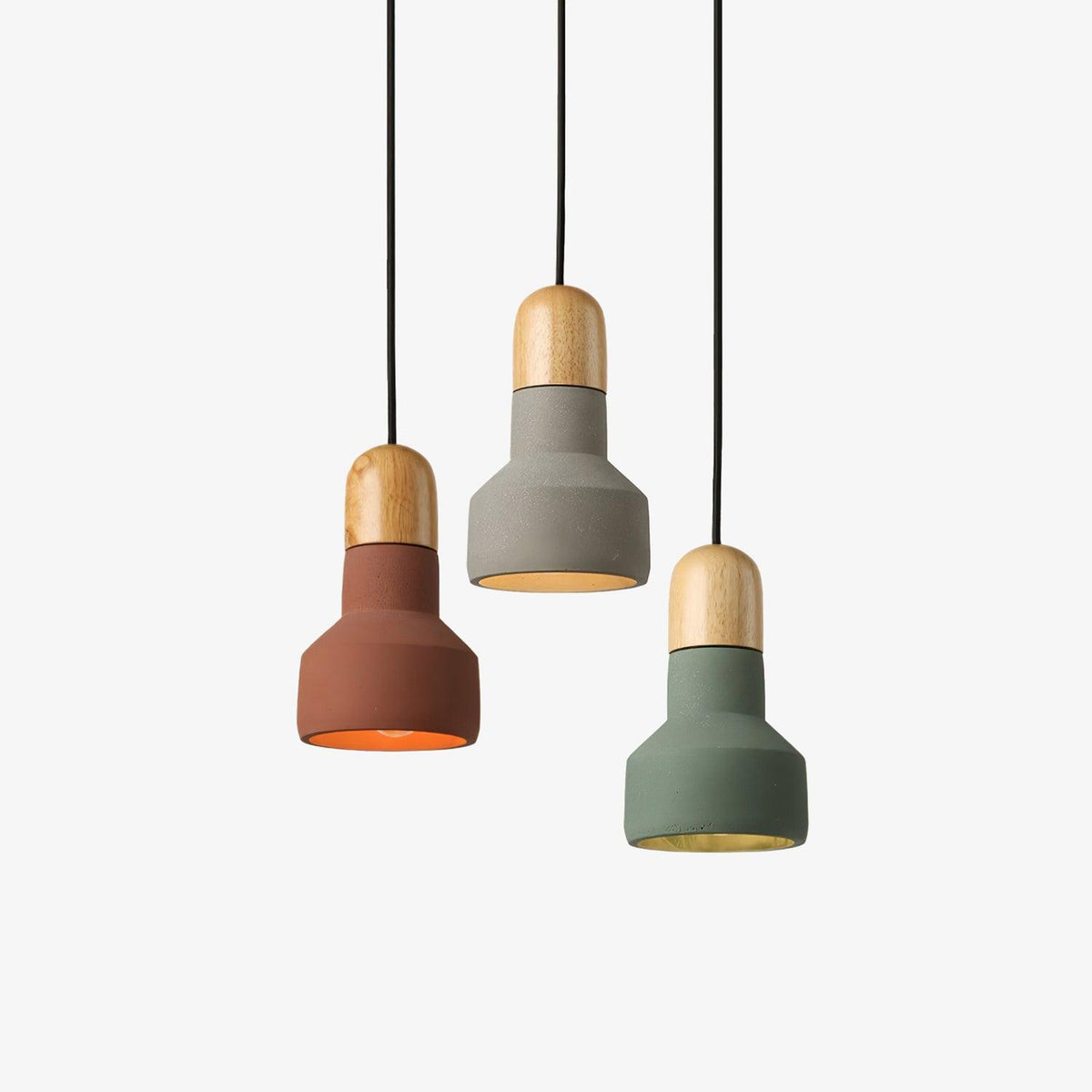 Nessa Wood Pendant Light – Sculptural Cement & Wood Island Pendant for Modern Interiors