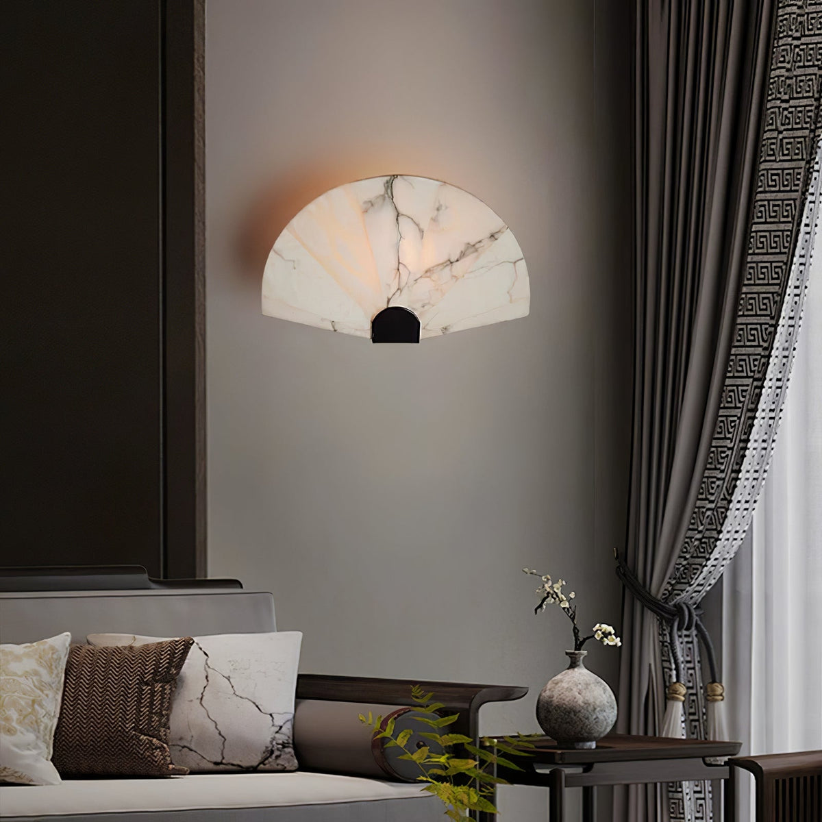 Nevora Alabaster Wall Sconce – Modern Minimalist Fan-Shaped Wall Light
