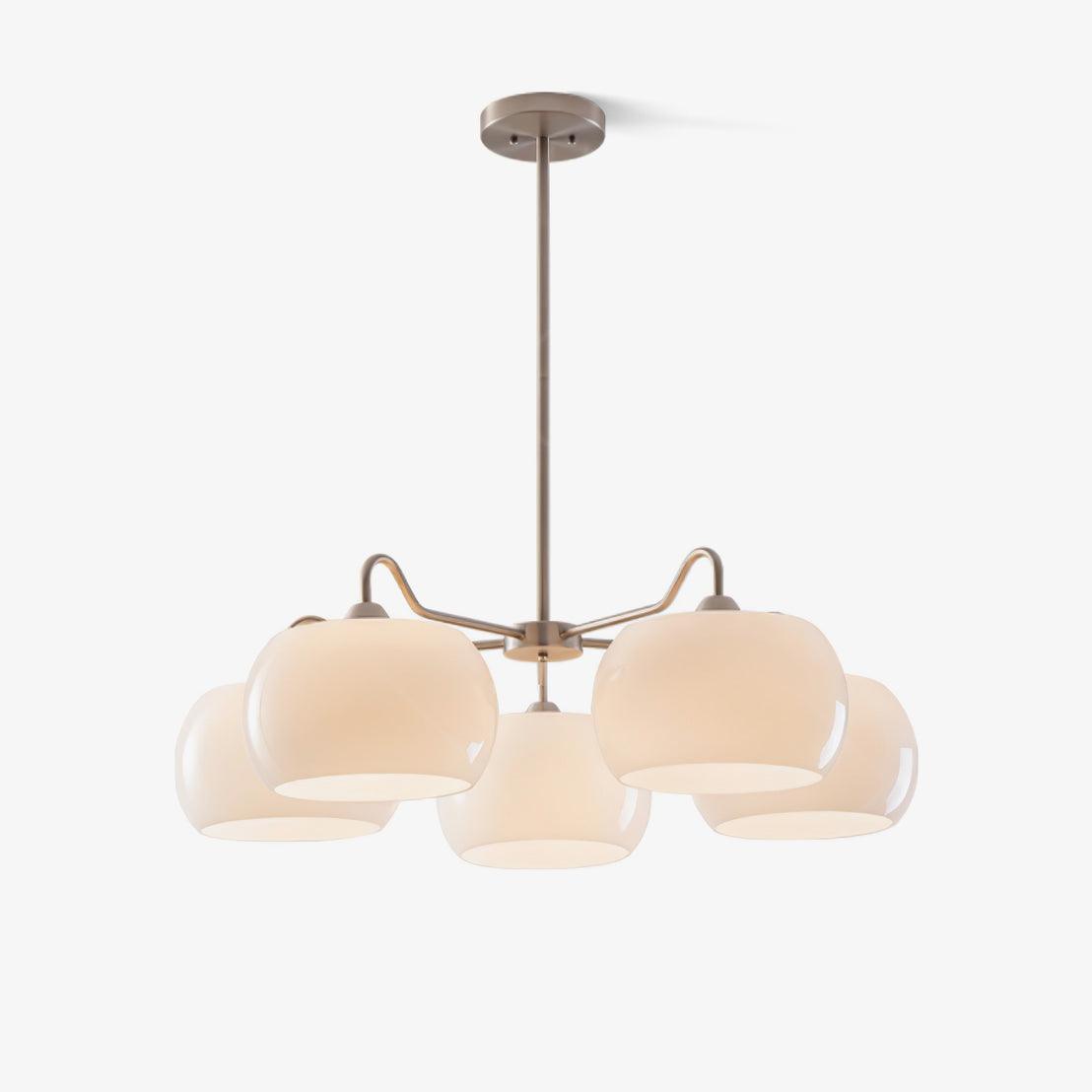 Nickel Persimmon Glass Chandelier – Modern 3 or 5-Light Pendant for Dining Room and Kitchen Island
