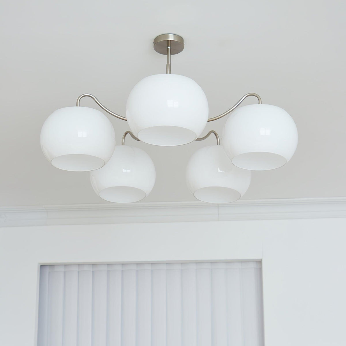 Nickel Persimmon Glass Chandelier – Modern 3 or 5-Light Pendant for Dining Room and Kitchen Island