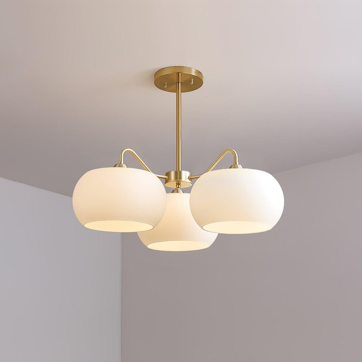 Nickel Persimmon Glass Chandelier – Modern 3 or 5-Light Pendant for Dining Room and Kitchen Island