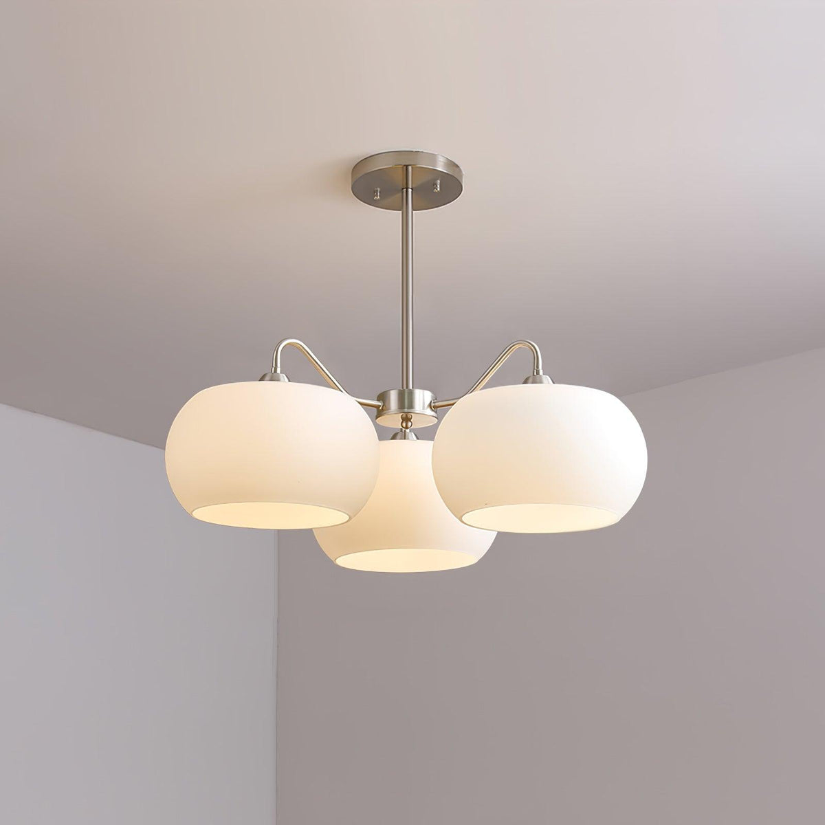 Nickel Persimmon Glass Chandelier – Modern 3 or 5-Light Pendant for Dining Room and Kitchen Island