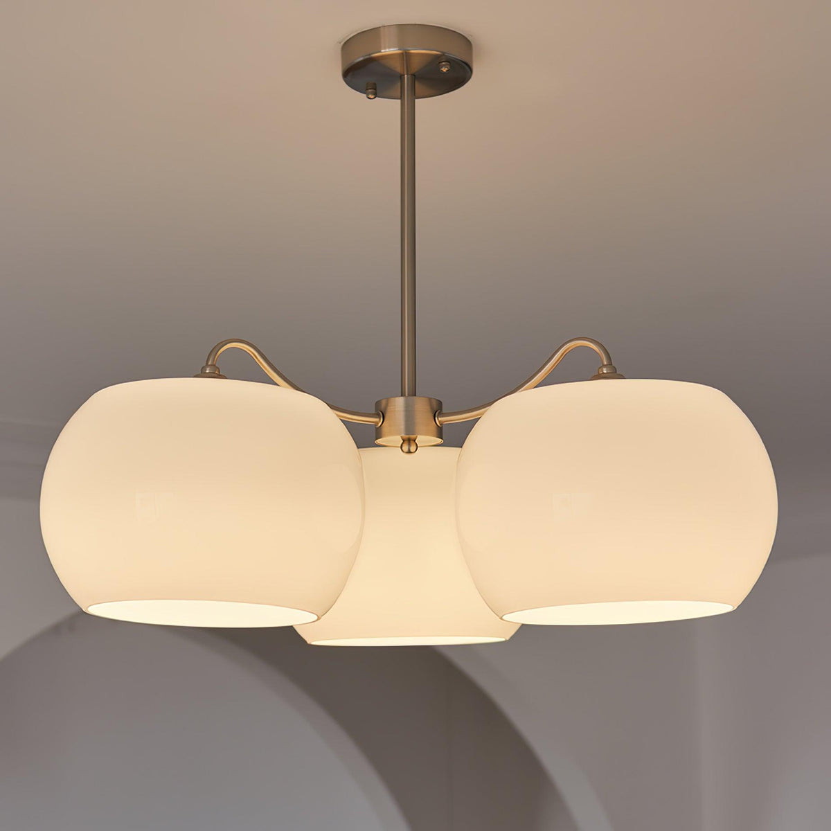 Nickel Persimmon Glass Chandelier – Modern 3 or 5-Light Pendant for Dining Room and Kitchen Island