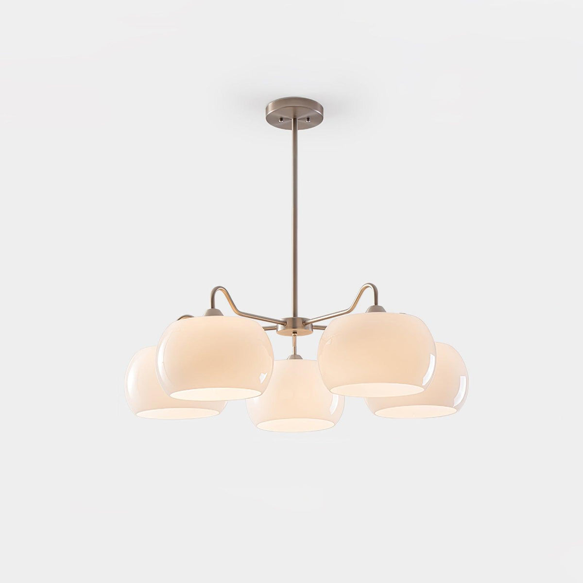 Nickel Persimmon Glass Chandelier – Modern 3 or 5-Light Pendant for Dining Room and Kitchen Island