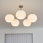 Nickel Persimmon Glass Chandelier – Modern 3 or 5-Light Pendant for Dining Room and Kitchen Island