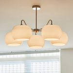 Nickel Persimmon Glass Chandelier – Modern 3 or 5-Light Pendant for Dining Room and Kitchen Island