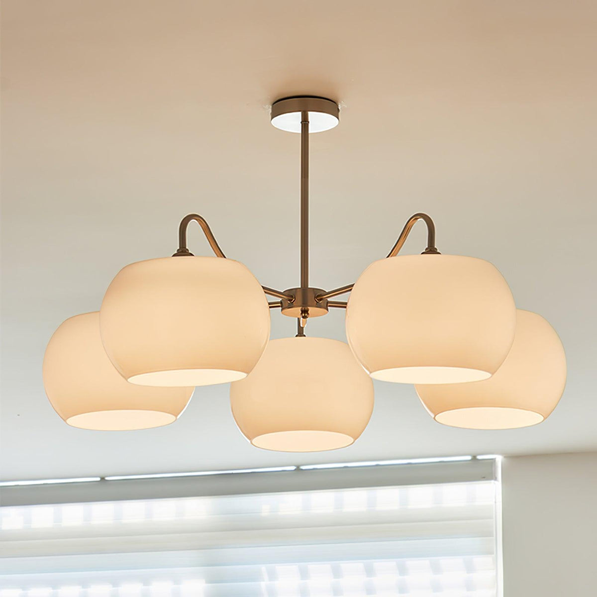 Nickel Persimmon Glass Chandelier – Modern 3 or 5-Light Pendant for Dining Room and Kitchen Island