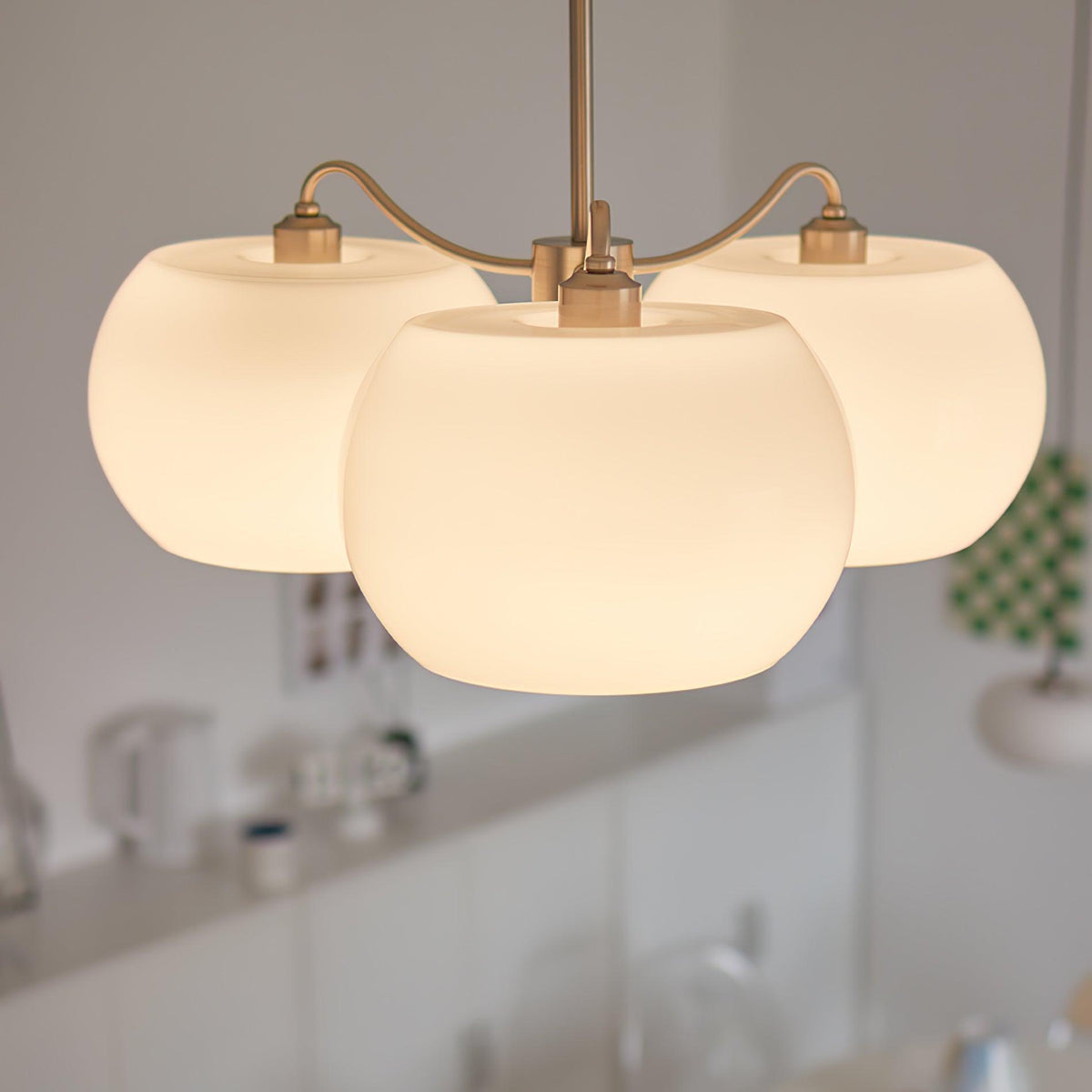Nickel Persimmon Glass Chandelier – Modern 3 or 5-Light Pendant for Dining Room and Kitchen Island