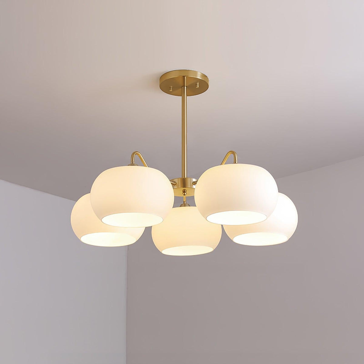 Nickel Persimmon Glass Chandelier – Modern 3 or 5-Light Pendant for Dining Room and Kitchen Island