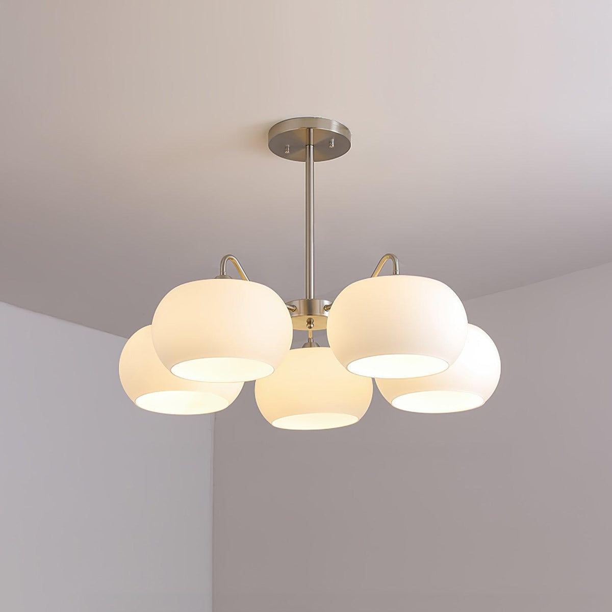 Nickel Persimmon Glass Chandelier – Modern 3 or 5-Light Pendant for Dining Room and Kitchen Island