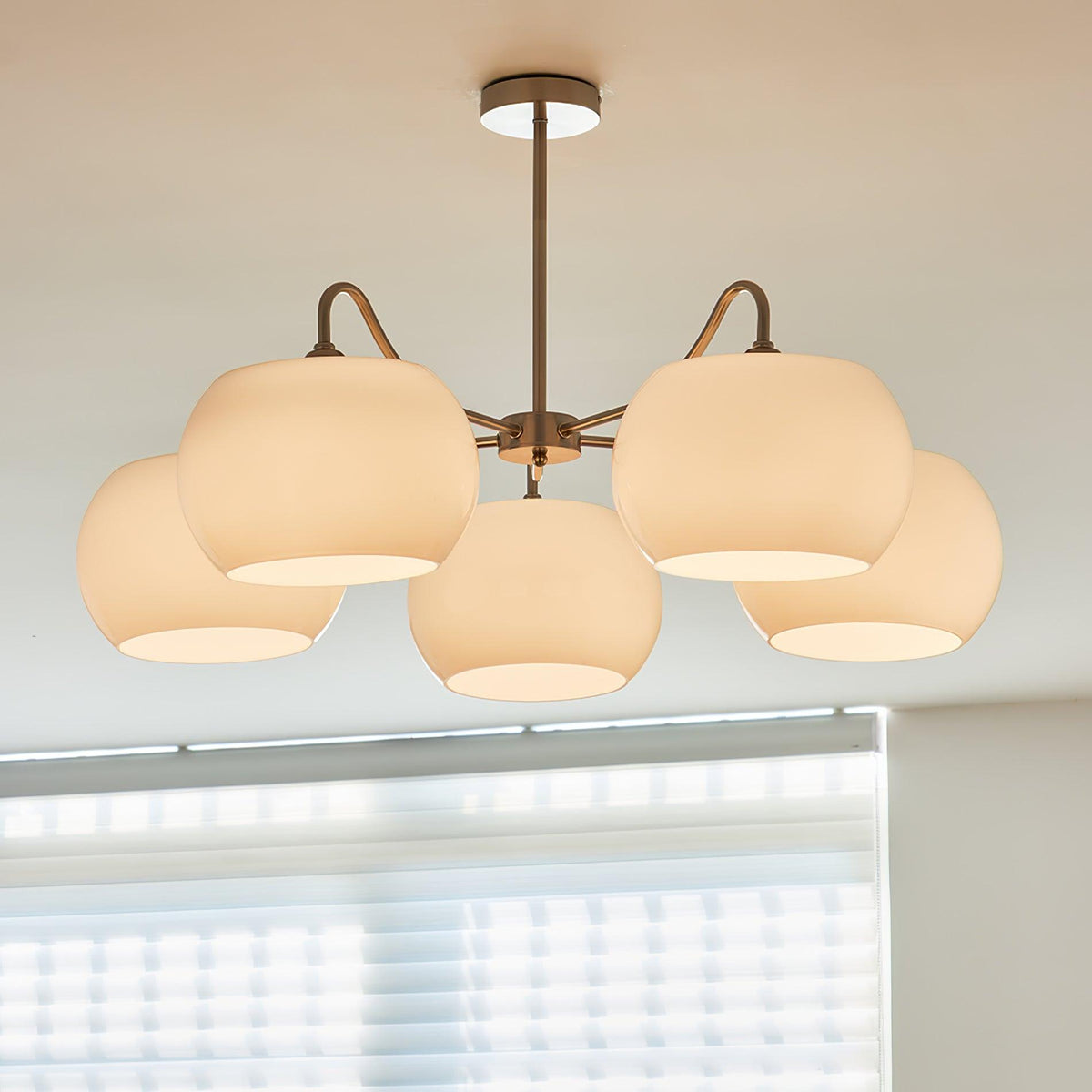 Nickel Persimmon Glass Chandelier – Modern 3 or 5-Light Pendant for Dining Room and Kitchen Island