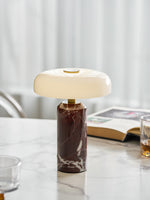 Lunara Marble Table Lamp with Opaline Glass Shade