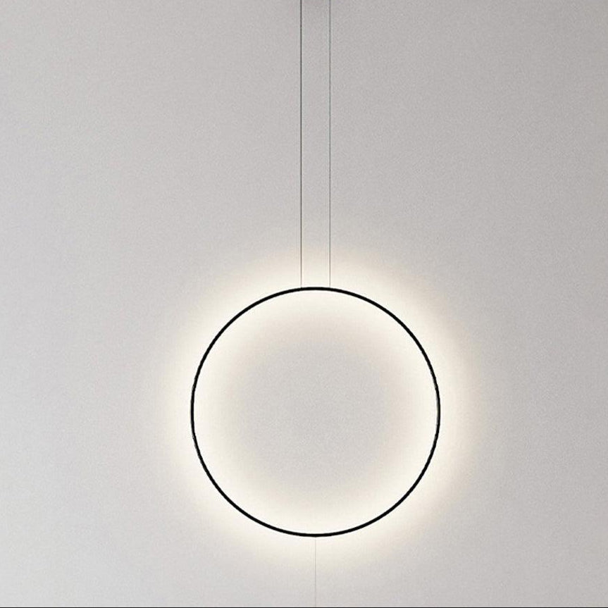 Nightfall Circle LED Pendant Light – Modern Black Metal Hanging Lamp