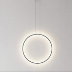 Nightfall Circle LED Pendant Light – Modern Black Metal Hanging Lamp