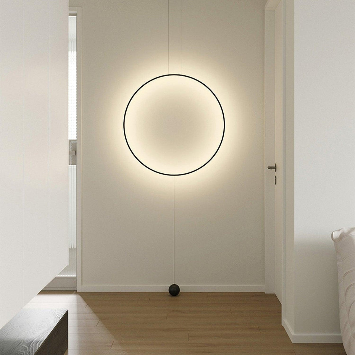 Nightfall Circle LED Pendant Light – Modern Black Metal Hanging Lamp