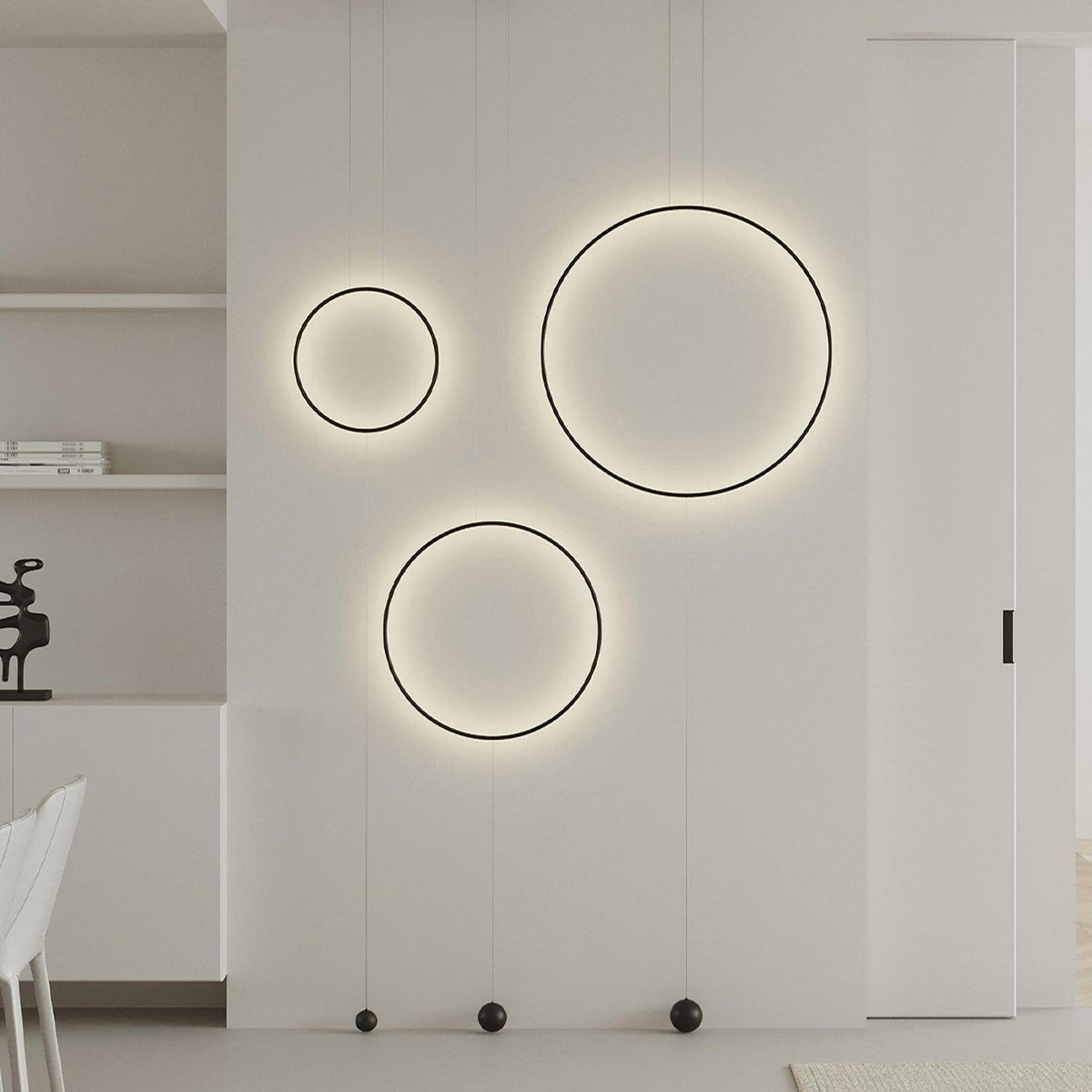 Nightfall Circle LED Pendant Light – Modern Black Metal Hanging Lamp