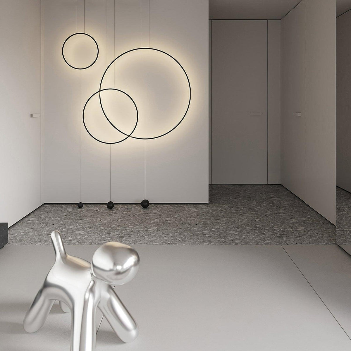 Nightfall Circle LED Pendant Light – Modern Black Metal Hanging Lamp