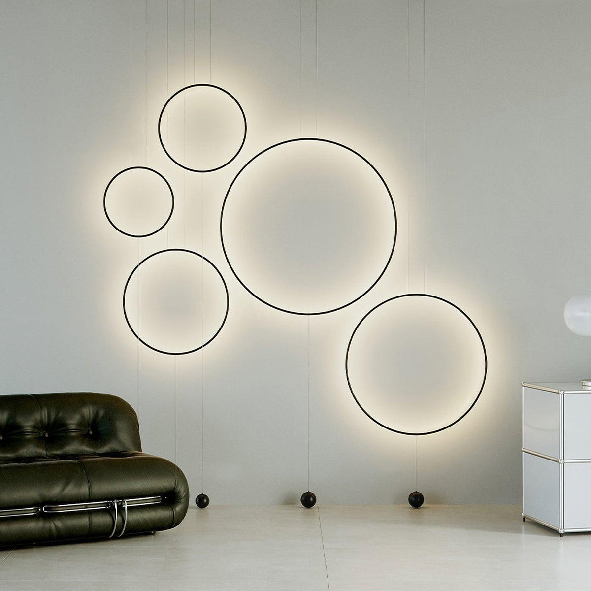 Nightfall Circle LED Pendant Light – Modern Black Metal Hanging Lamp