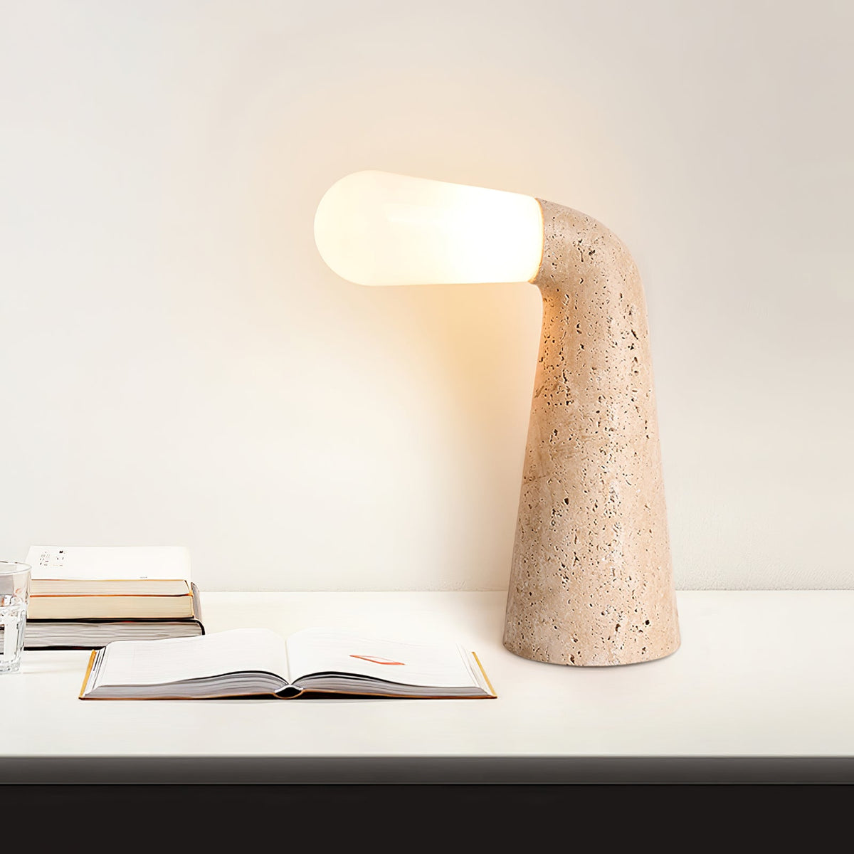 Nilo Travertine Table Lamp – Sculptural Stone Accent Light