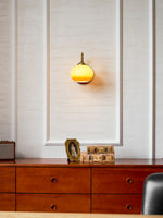 Nilo Wall Sconce in Amber Glass and Brass for Modern Interiors