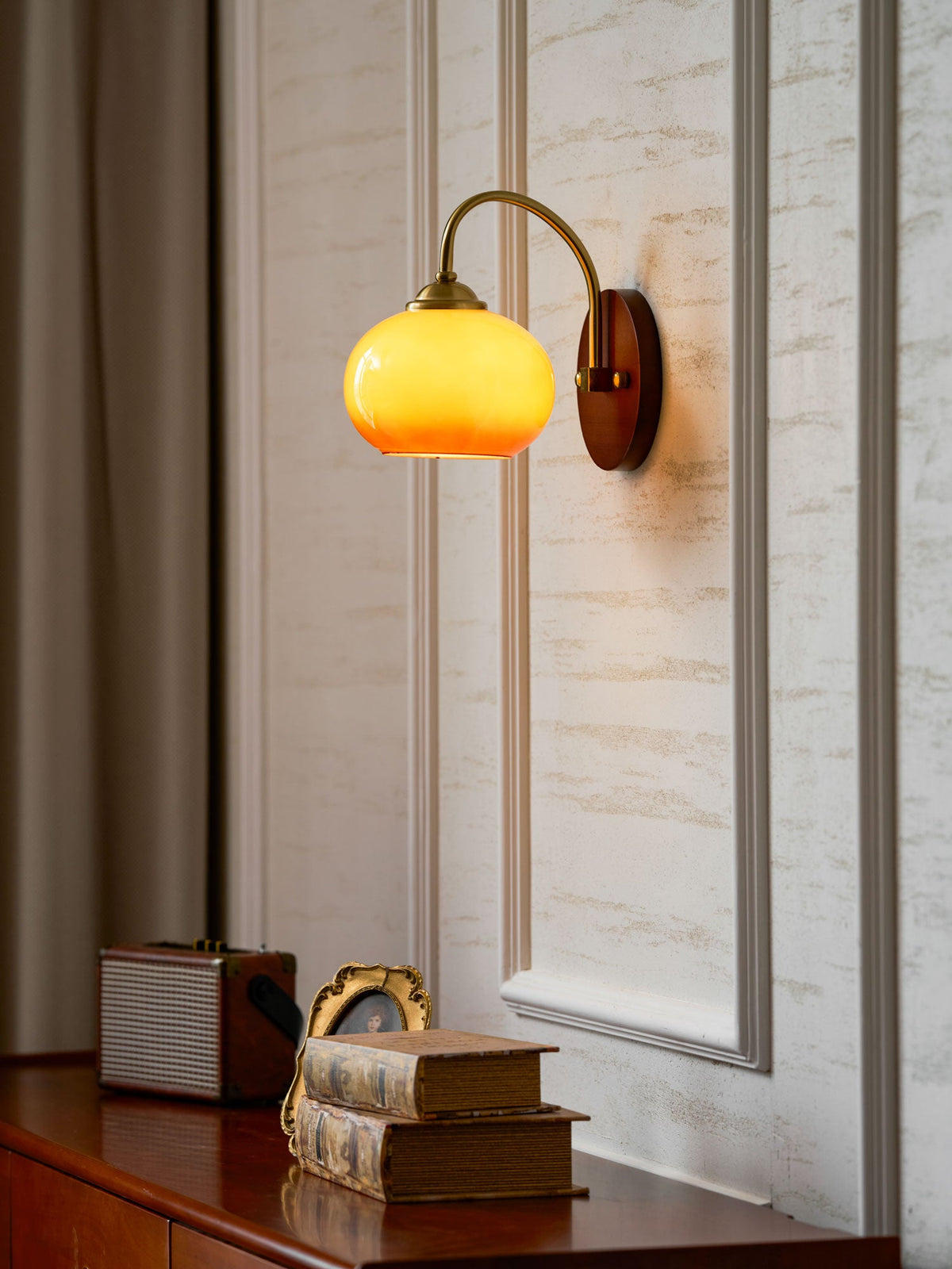 Nilo Wall Sconce in Amber Glass and Brass for Modern Interiors