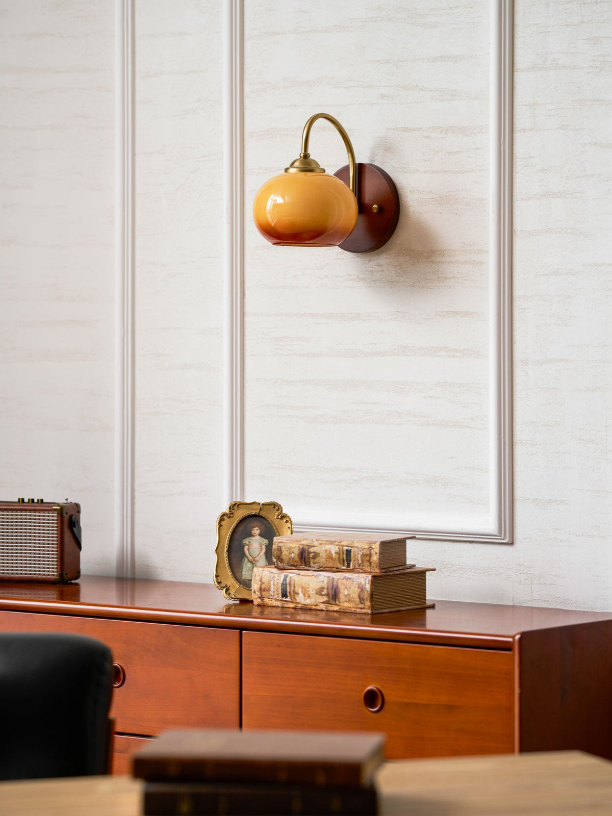 Nilo Wall Sconce in Amber Glass and Brass for Modern Interiors
