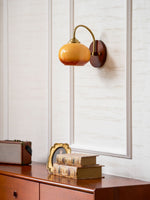 Nilo Wall Sconce in Amber Glass and Brass for Modern Interiors