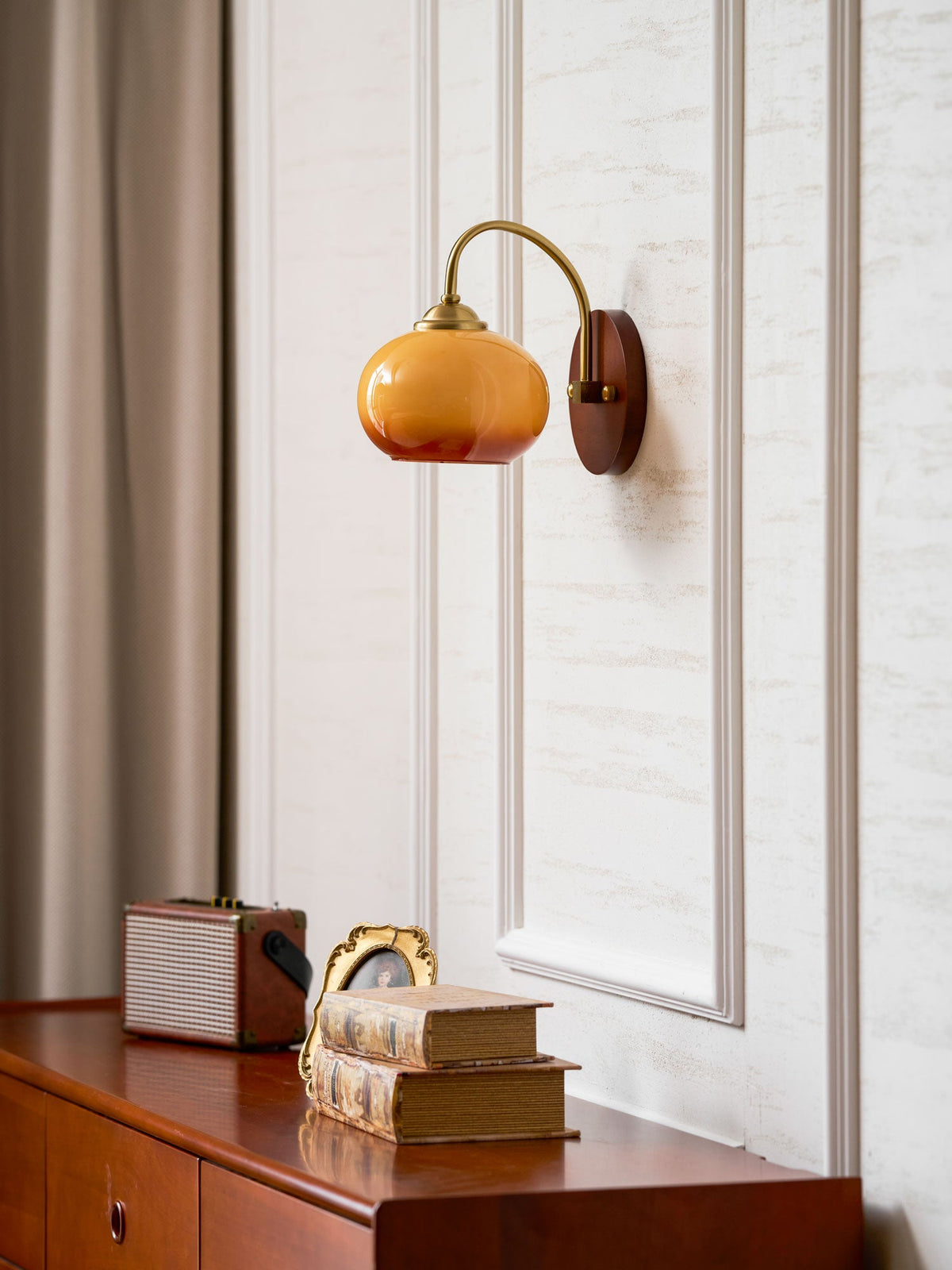 Nilo Wall Sconce in Amber Glass and Brass for Modern Interiors