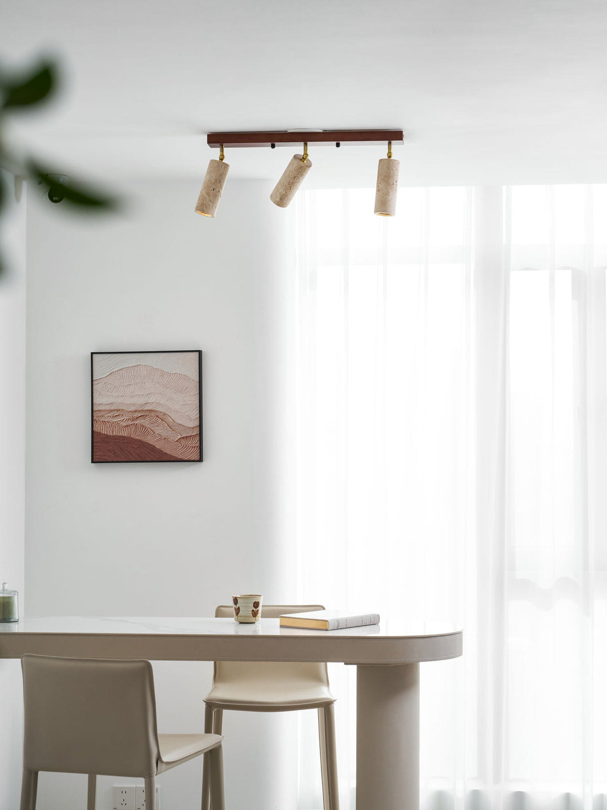 Nimbus Ceiling Spotlight in Walnut and Travertine