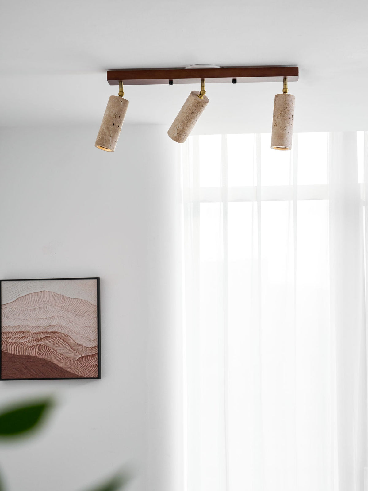 Nimbus Ceiling Spotlight in Walnut and Travertine
