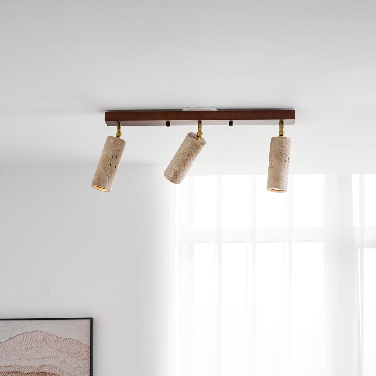 Nimbus Ceiling Spotlight in Walnut and Travertine