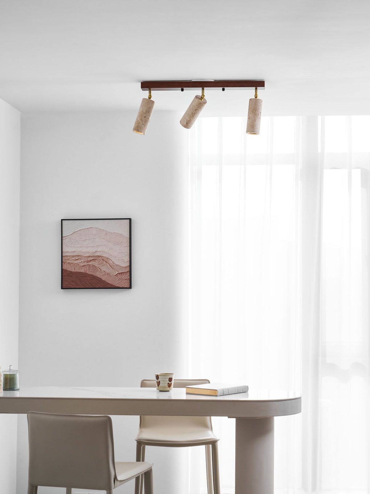 Nimbus Ceiling Spotlight in Walnut and Travertine