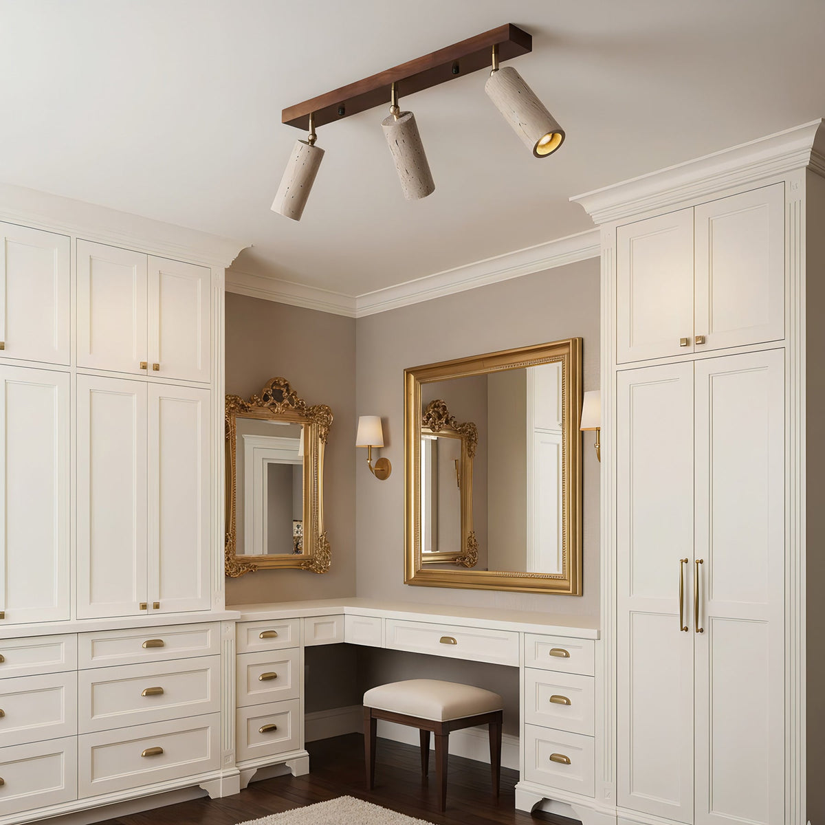 Nimbus Ceiling Spotlight in Walnut and Travertine