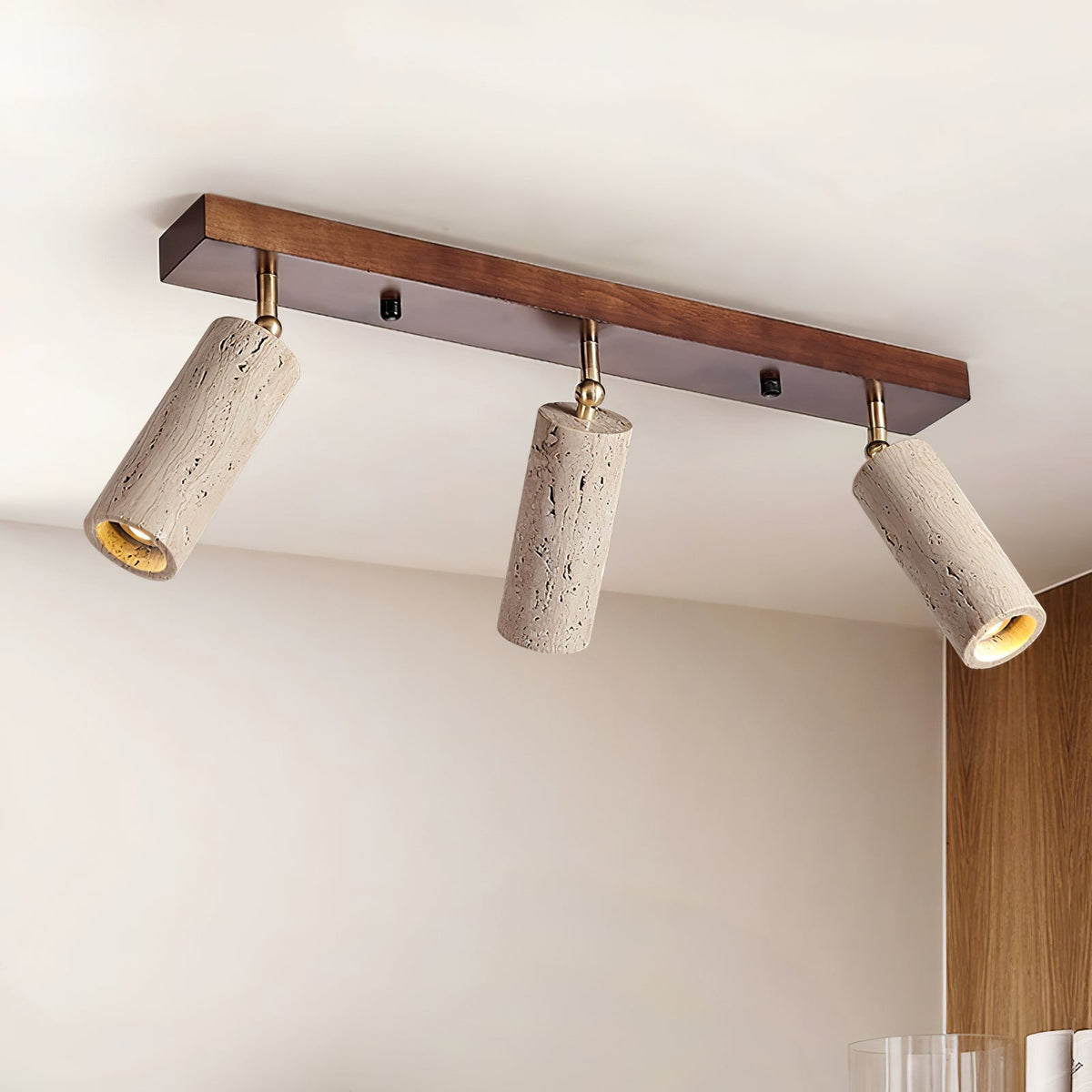 Nimbus Ceiling Spotlight in Walnut and Travertine