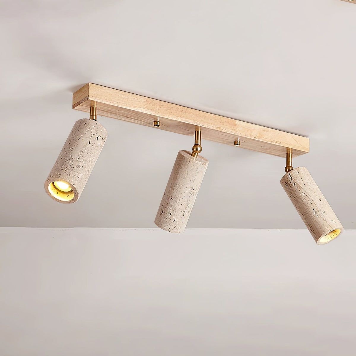 Nimbus Ceiling Spotlight in Walnut and Travertine