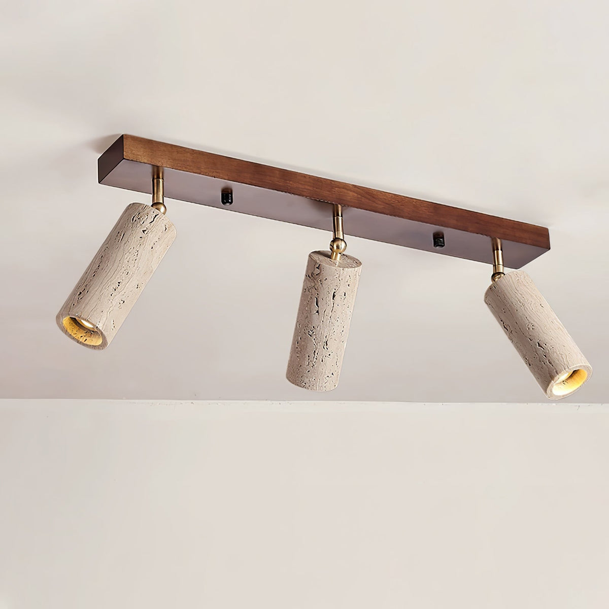 Nimbus Ceiling Spotlight in Walnut and Travertine