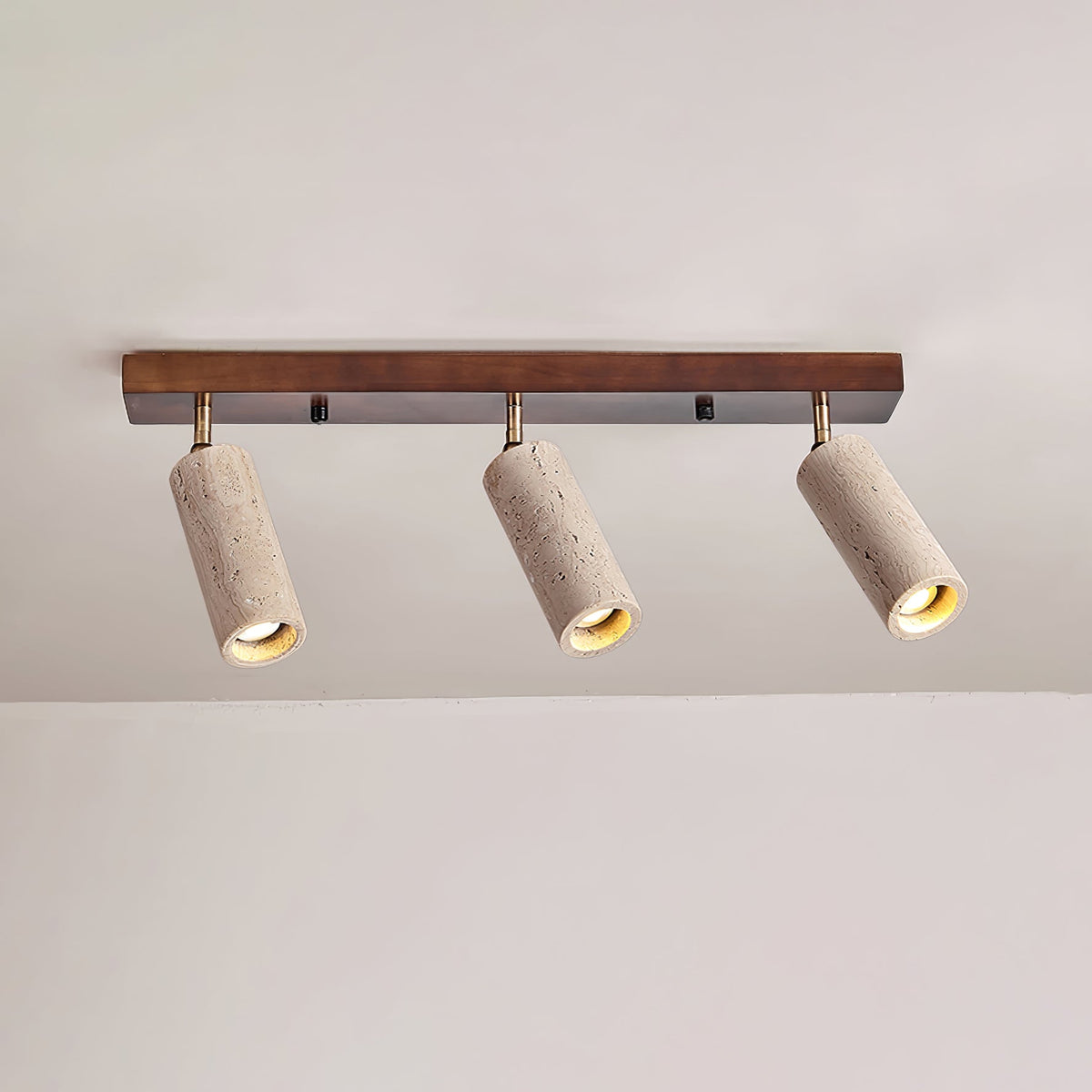 Nimbus Ceiling Spotlight in Walnut and Travertine