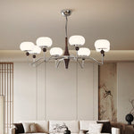 Nimira Modern Wood & Glass Chandelier – 8-Light Sculptural Pendant