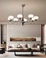 Nimira Modern Wood & Glass Chandelier – 8-Light Sculptural Pendant