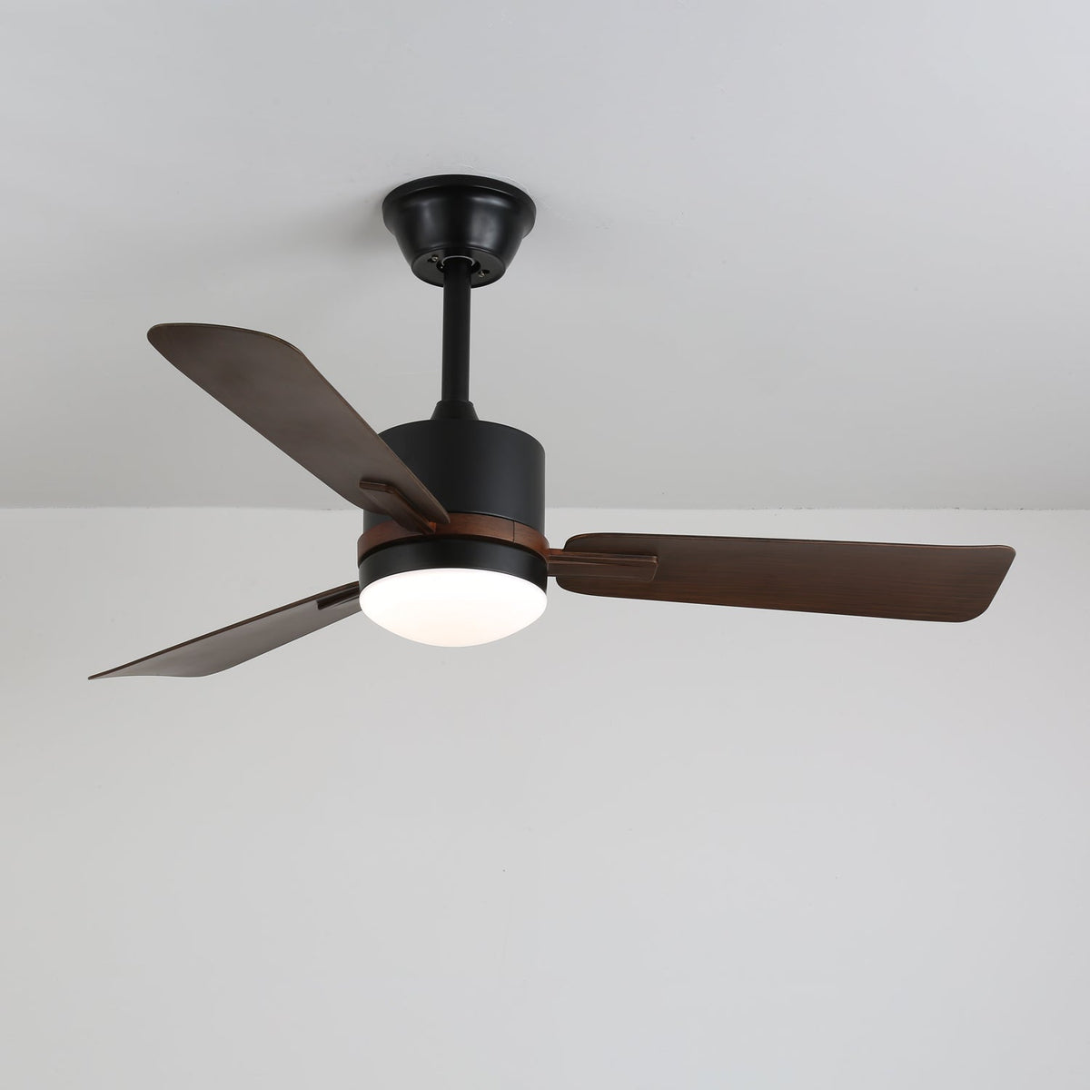 Nimora Ceiling Fan Light with LED and Remote – Modern Walnut Finish