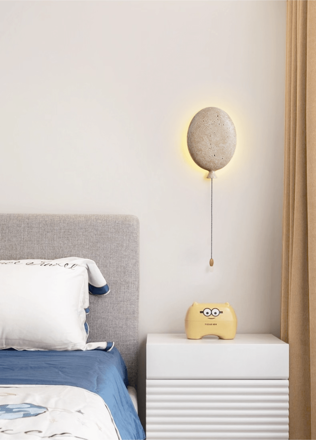 Nino Travertine Wall Sconce — Sculptural Balloon LED Light