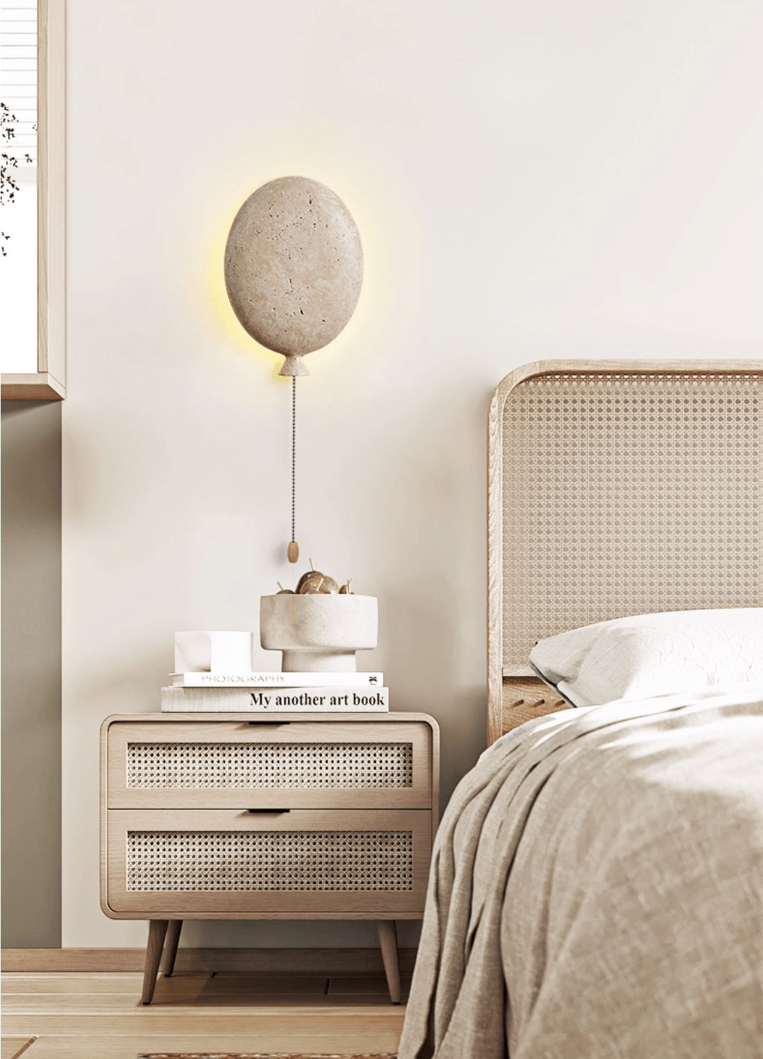 Nino Travertine Wall Sconce — Sculptural Balloon LED Light