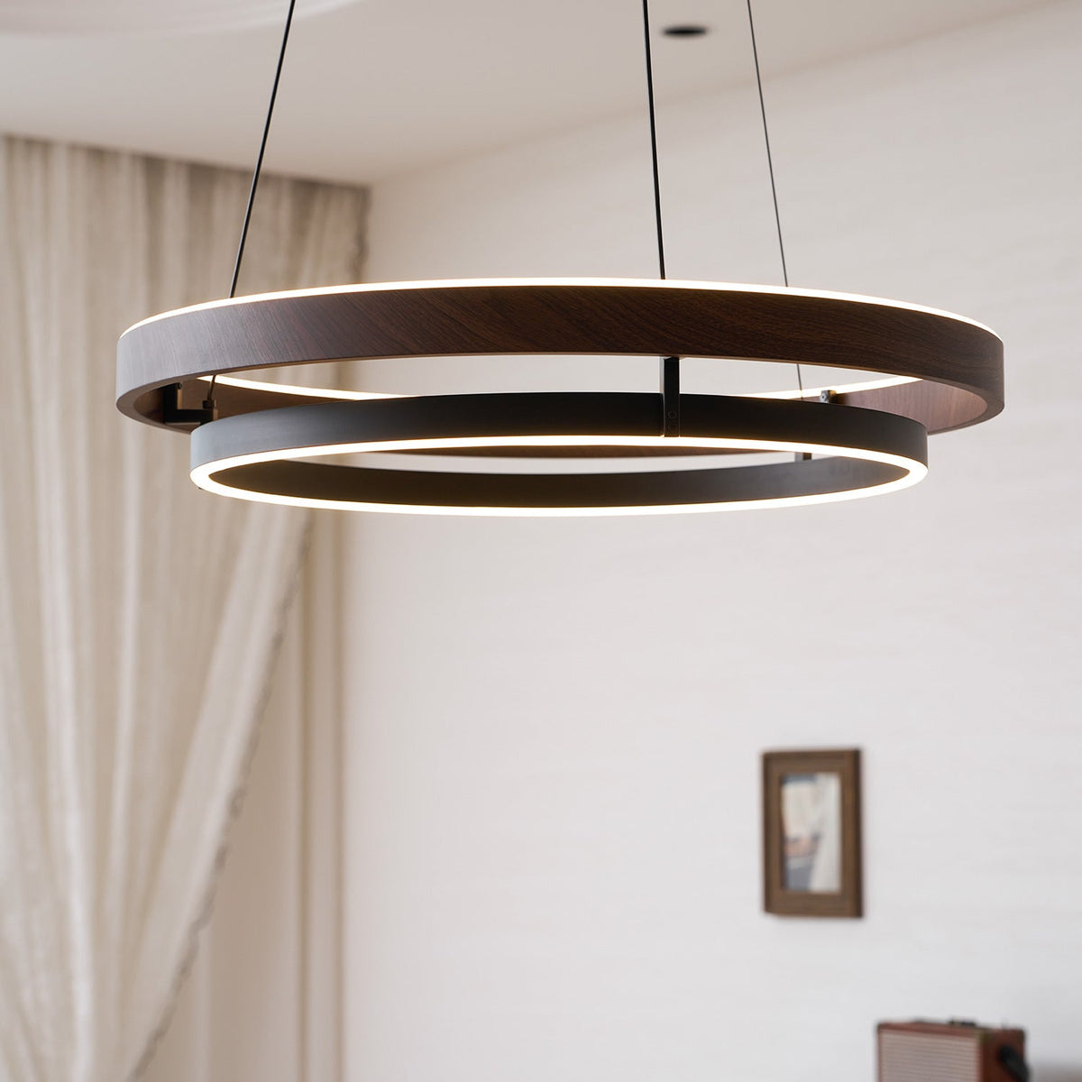 Haloa Modern Wood and Metal LED Pendant Light for Dining and Living Spaces